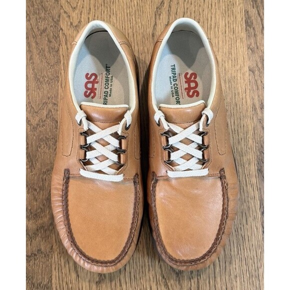 SAS Bout Time Lux Leather Lace Up Loafers Men’s 9WW Hazel Brown TriPad Comfort - Picture 5 of 10
